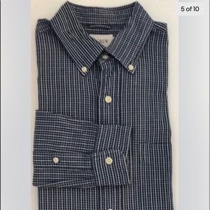 J.Crew Men Dress Shirt Blue White Plaid Small 100% Cotton Long Sleeve